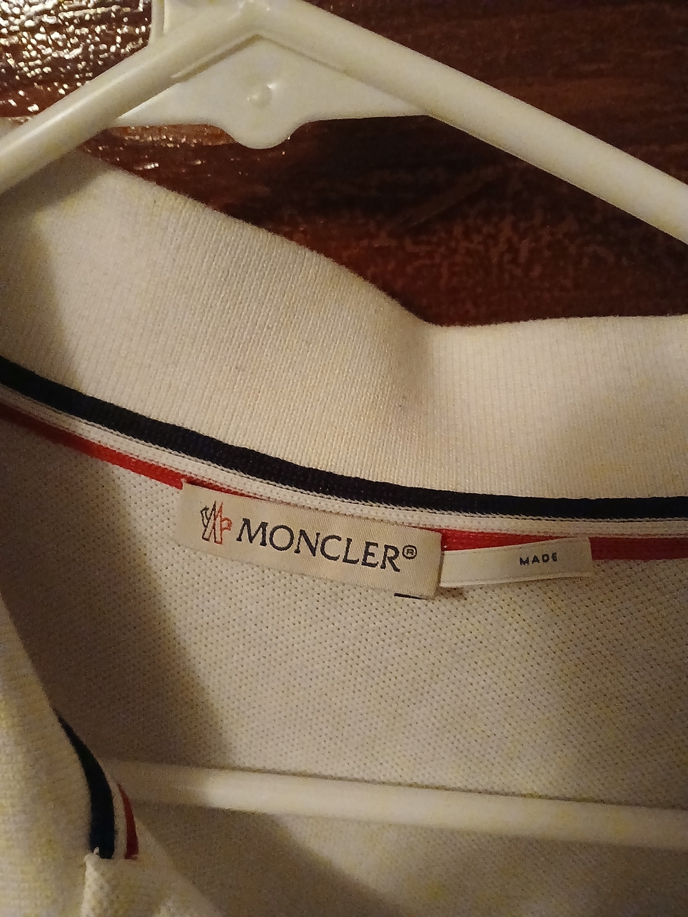 Moncler White Polo with Red and Navy Trim - Picture 2 of 2